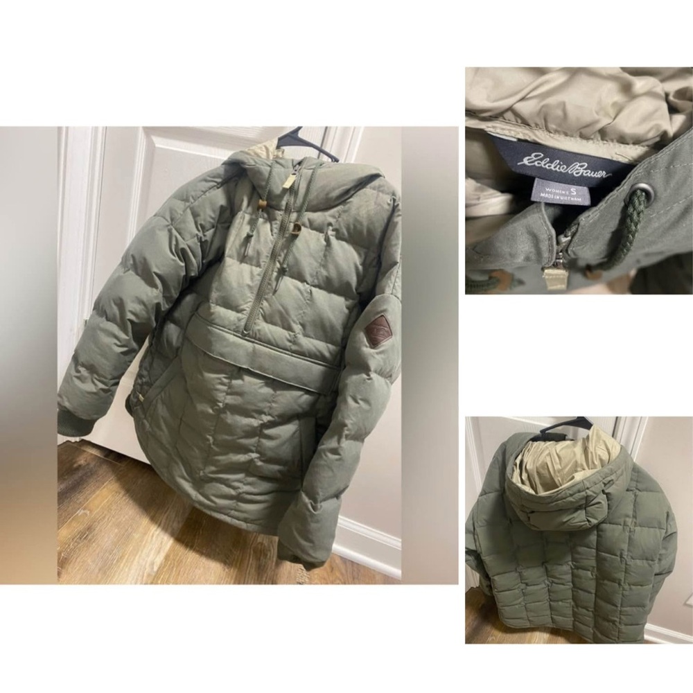 Eddie Bauer Green Hooded Puffer Jacket